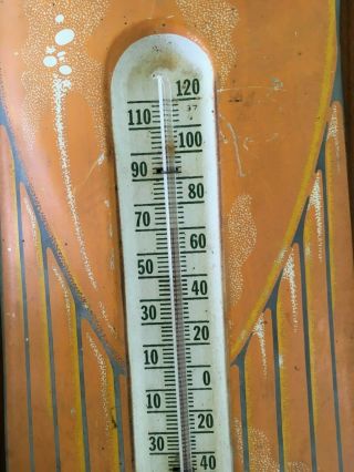 Vintage 1950 ' s Orange Crush Bottle Thermometer Sign 8
