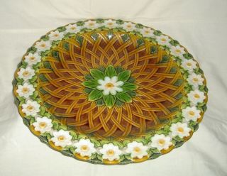 Stunning Antique Minton Majolica Large Daisy Trellis Pattern Charger / Stand