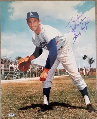 Rare Sandy Koufax Dodgers " To Mike " Signed Personalized 16x20 Color Photo