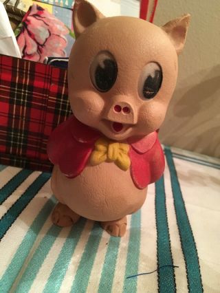 Vintage Porky Pig 6 " Rubber Squeaky Toy Warner Bros.  Sun Rubber Co.  1940 