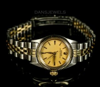 Vintage 14k Yellow Gold & Stainless Rolex Ladies Watch Circa 1960 