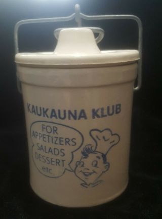 Vintage Stoneware Kaukauna Klub Crock With Lid