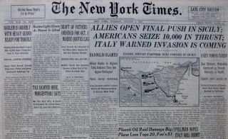 8 - 1943 Wwii August 3 Harlem Rioting Mussolini Gone Allie Final Push Sicily Italy