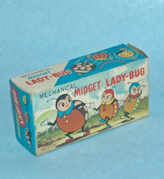 Illustrated Box Only T.  P.  S.  Japan Mechanical Midget Lady - Bug 1960s