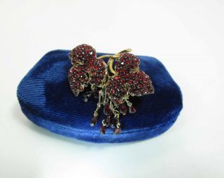 Drippy Antique Victorian Rose & Pear Cut Bohemian Garnet Fringed Brooch / Pin 4