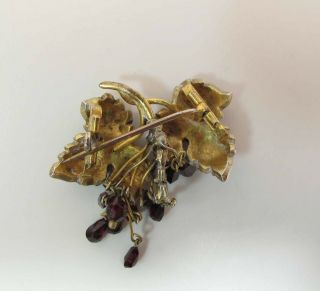 Drippy Antique Victorian Rose & Pear Cut Bohemian Garnet Fringed Brooch / Pin 6