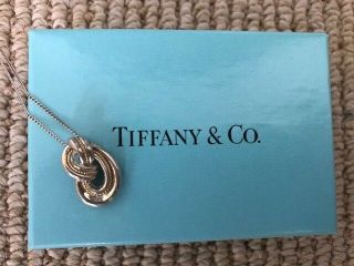 Tiffany & Co.  Vintage 925 Sterling 18k Yellow Gold Love Knot Pendant Necklace