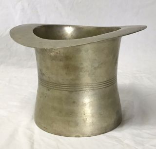 Antique Silver - Plated Brass Top Hat Spitoon / Ice Bucket Steampunk Mad Hatter