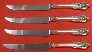 Grande Baroque By Wallace Sterling Silver Steak Knife Set 4pc Texas Sized Custom