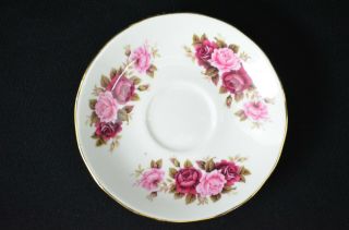 Queen Anne Bone China,  Red & Pink Floral Saucer Made In England