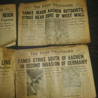 WWII NEWSPAPERS,  1944,  SEPTEMBER,  12,  13,  14,  16.  2ND,  INVASION OF GERMANY,  AACHEN 2