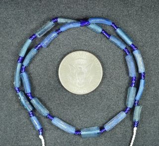 Ancient Roman Glass Beads 1 Medium Strand Aqua And Green 100 - 200 Bc 816