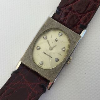 60s Vintage Men’s Hamilton Thinline 2023 Solid 14k White Gold Watch Diamond Dial