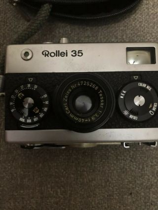 Rollei 35 35mm Film Camera Made In Germany 40mm Carl Zeiss Lens Vintage 2