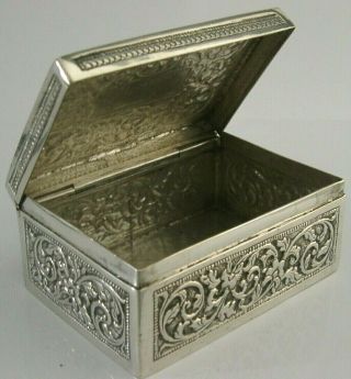 Large Anglo Indian Solid Silver Table Snuff Spice Box C1900 Antique Heavy 179g