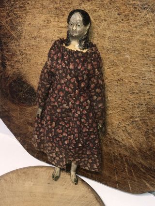 Early Antique 7” German Milliners Model Doll Dress Rare Hairdo Nm