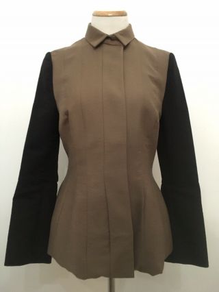 Dries Van Noten Women’s Sz 38 Wool Cashmere Blazer Jacket Colorblock Bubble Hem