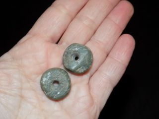 Pre - Columbian Jade Beads,  Mayan Disc Jade Beads 2 Central America