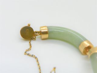 Vintage 14K Gold Green Jade Bracelet 26 Grams 7 