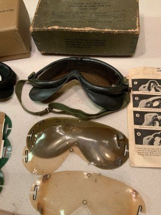 2 Vintage WWII USAAF Polaroid Flying Goggle Type B - 8 2