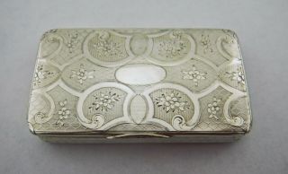 Beautifully Engraved Antique French Solid Silver Snuff Box