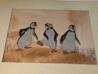 Vintage Disney Animation Cel Celluloid Penguins From Marry Poppins