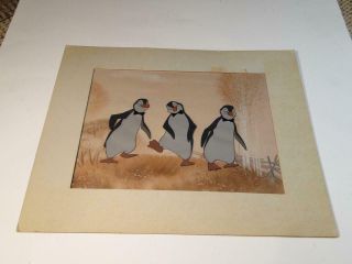 Vintage Disney Animation Cel Celluloid Penguins From Marry Poppins 2