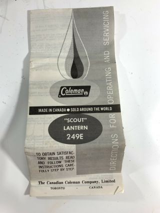 Vintage Chrome Coleman 249e 249 E Kerosene Lantern 6 1968 - 1970 Canada 12