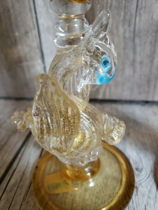64 Vintage Antique Murano Gold Spec Glass Perfume bottle Decanter Pair Duck. 4