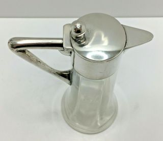 Wilhelm Binder Art Nouveau 800 Silver Topped Glass Jug Carafe Pitcher 3