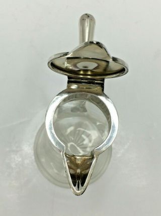 Wilhelm Binder Art Nouveau 800 Silver Topped Glass Jug Carafe Pitcher 5