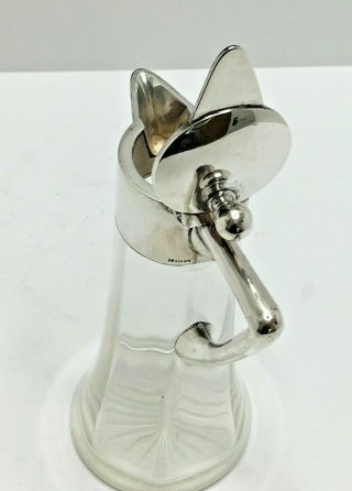 Wilhelm Binder Art Nouveau 800 Silver Topped Glass Jug Carafe Pitcher 7