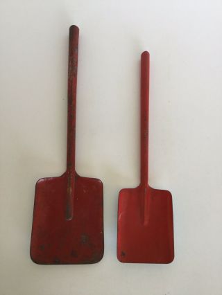 2 Vintage Red Metal Sand Pail/box Shovels,  Sand Toys,  Beach Decor