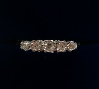 Vintage Five Stone Diamond Ring 18ct Gold And Platinum - Size O (us 7) - 2.  9 G