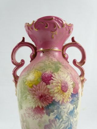 c1896 Antique German Mehlem Royal Bonn Blush Flower Vase Germany A/F 2