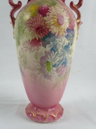 c1896 Antique German Mehlem Royal Bonn Blush Flower Vase Germany A/F 3