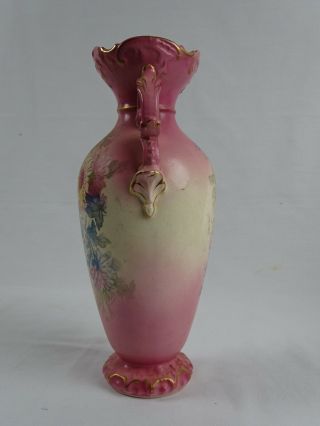 c1896 Antique German Mehlem Royal Bonn Blush Flower Vase Germany A/F 4