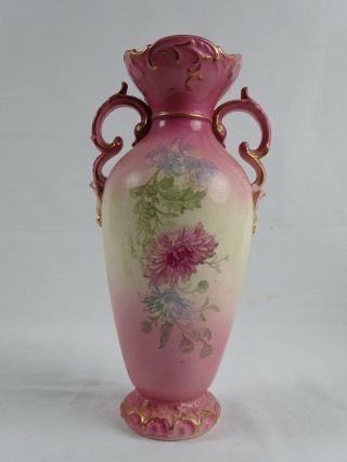 c1896 Antique German Mehlem Royal Bonn Blush Flower Vase Germany A/F 5