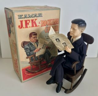 Kamar Jfk & Rocking Chair Music Box Rare Vintage Made In Japan 1963 John Kennedy
