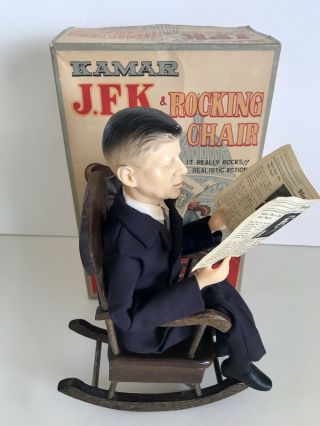 KAMAR JFK & Rocking Chair Music Box Rare Vintage Made in Japan 1963 John Kennedy 2