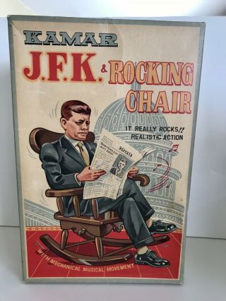 KAMAR JFK & Rocking Chair Music Box Rare Vintage Made in Japan 1963 John Kennedy 4
