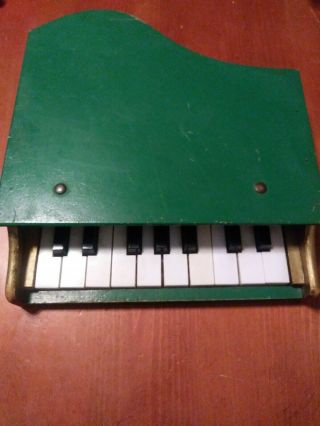 Vintage Jaymar Miniature Wooden Green Grand Piano Collectible.