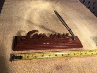 Century Wood Boat Pen Set.  Carved Wooden Pen Holder.  Chris Craft Vintage