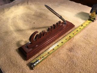CENTURY WOOD BOAT PEN SET.  Carved wooden pen holder.  Chris Craft Vintage 2