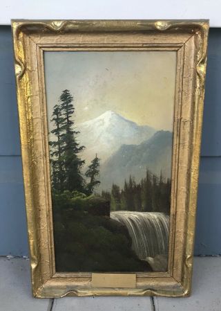 Antique Listed California Artist John A.  Coultrup Mount Shasta Oil Painting