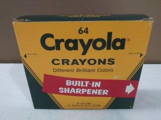 Binney & Smith Vintage Crayola Crayons 64 Colors Built In Sharpener /