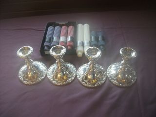 Gorham Chantilly Candlesticks Sterling & Plated With 8 Root Candles