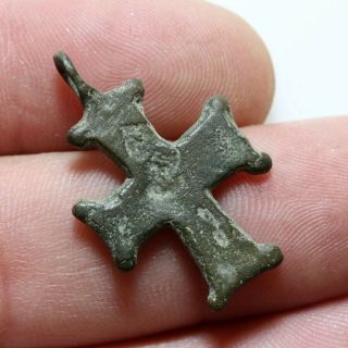 Museum Quality Early Byzantine Bronze Christian Cross Pendant Circa 500 - 700 Ad