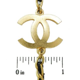 CHANEL Gold Plated CC Logos Icon Charm Vintage Long Necklace 4446a Rise - on 3