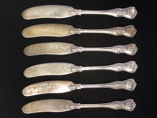 Rare Tiffany Olympian Pat.  Sterling Silver Set of 6 Butter Knife set Pat.  1878 5